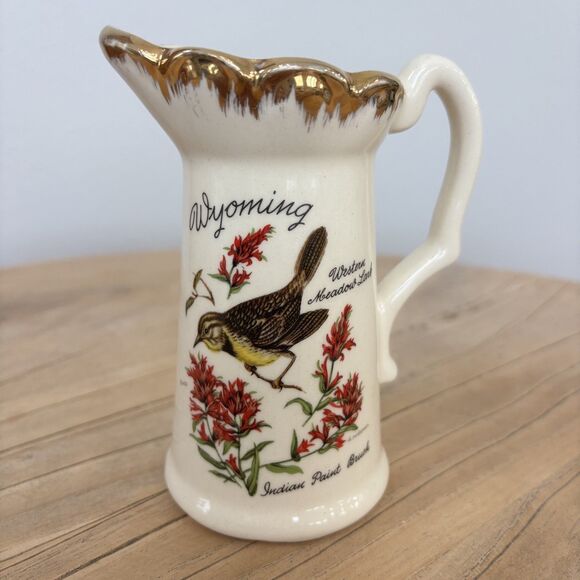 Other - Vintage Wyoming Souvenir Creamer Pitcher 1960s Western Meadow Lark Cottagecore
